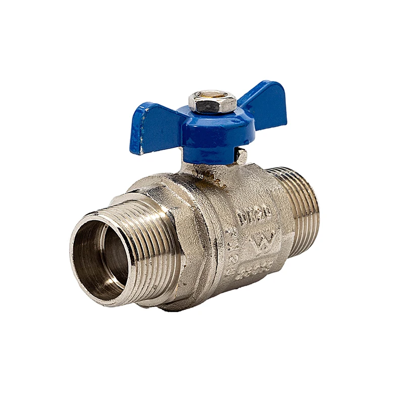Double Thread Blue Aluminium Butterfly Handle PN 25 Brass Ball Valve with nickle plating