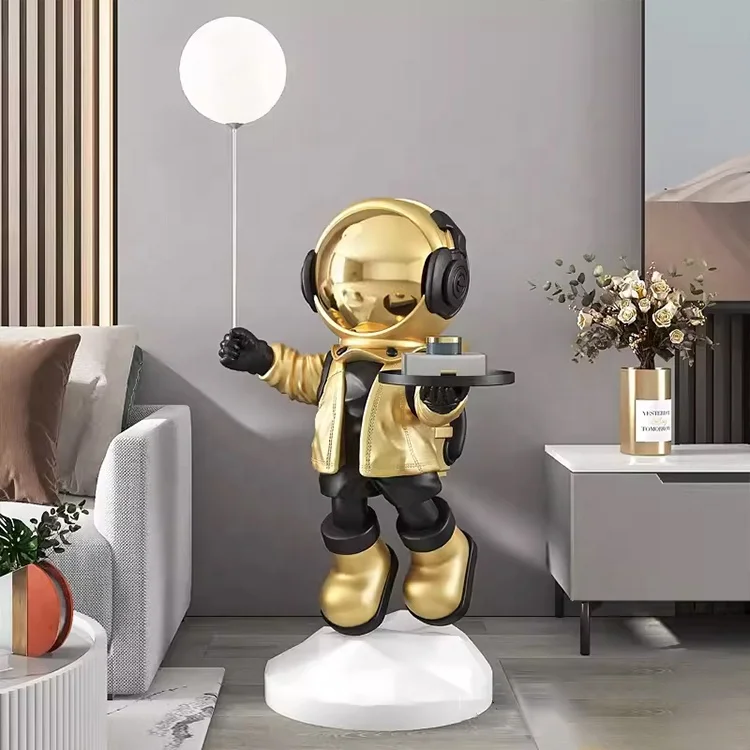 Оптовая продажа скульптура космонавта для декора гостиной смола космический корабль астронавт умный голос и Bluetooth аудио статуя
