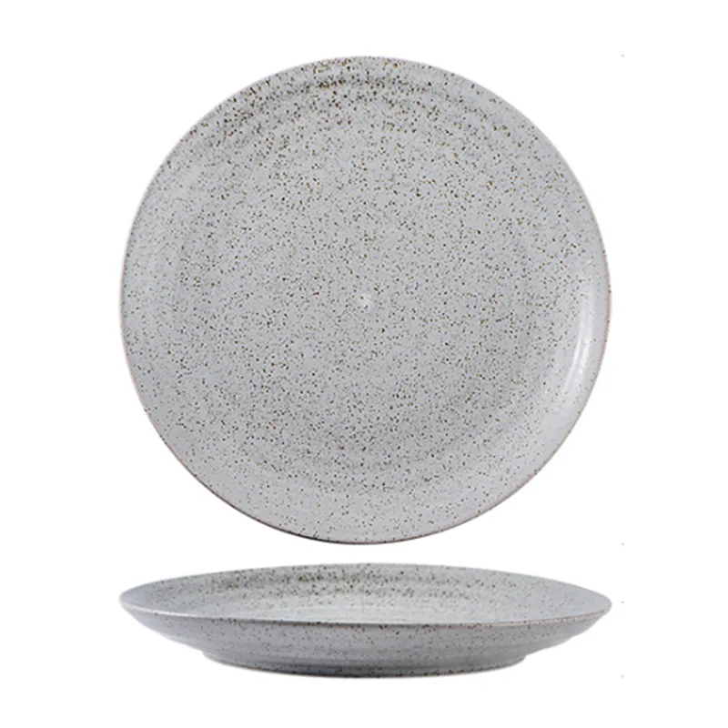 27cm semi matte gray sesame rough glaze pottery surface porcelain  stoneware ceramic dinner plate
