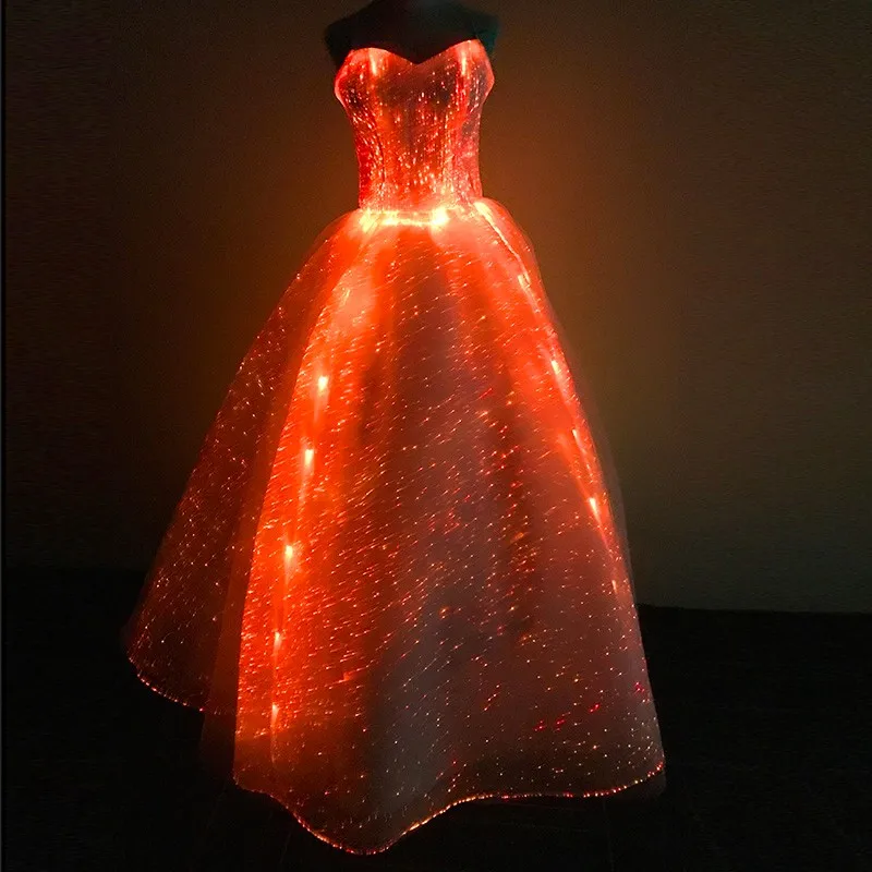 Top Quality Factory Price Formal Led Light Luminous Illuminated Evening Dress for Wedding