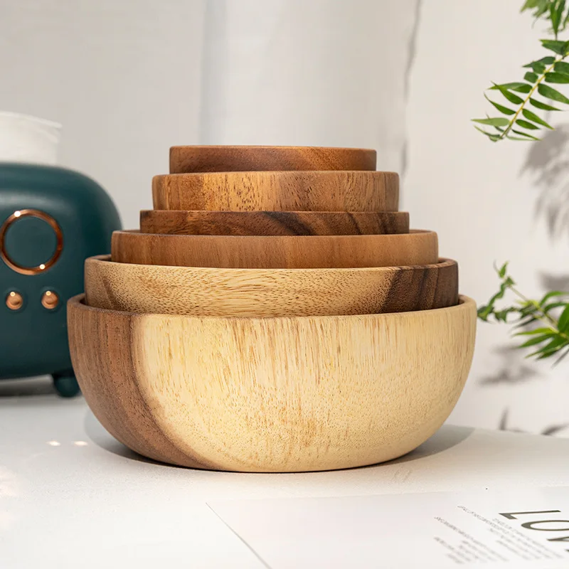 Wholesale Natural Indonesia Acacia Wooden Bowl And Spoon Set For Home Hotel And Restaurant High Quality Coconut Bowl