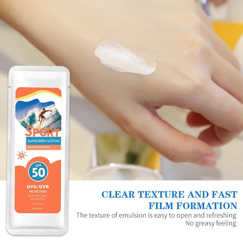 Wholesale Private Label Disposable Bag Sun Screen Cream Organic Waterproof Sports Mineral Sunscreen Lotion Spf 50
