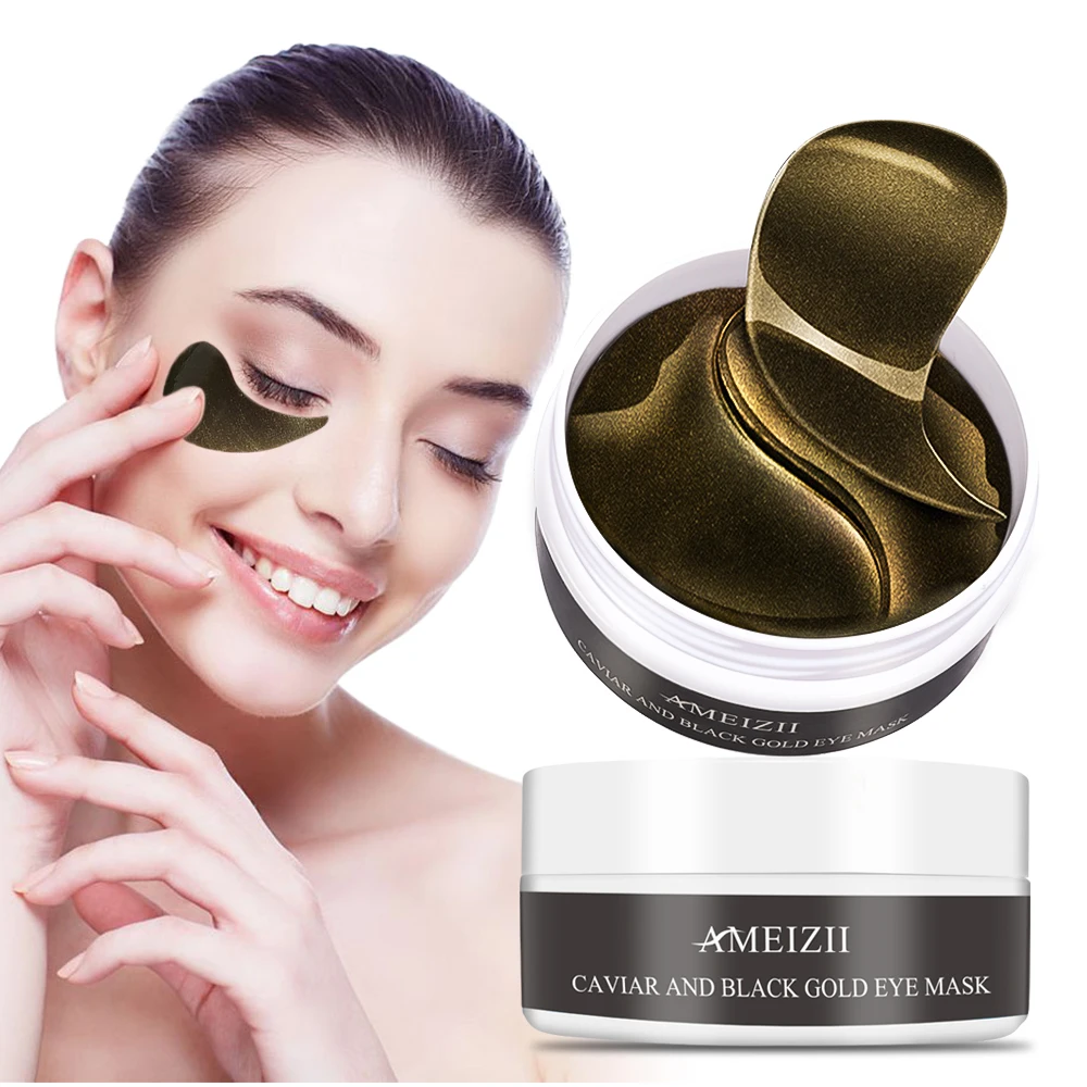 Black Caviar Eye Pads Mask Collagen Wrinkle Remover Sleep Eyemask Parche Ojo Dark Circles Remover Hydrogel Eye Patch