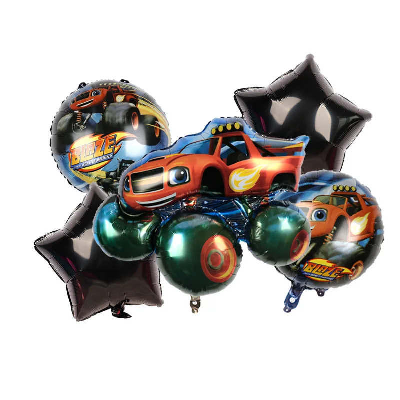 5 pcs/bag New Design BLAZE Car Sets SUV Shaped Foil Balloon play game Happy Birthday Party Decoration balloons supplies