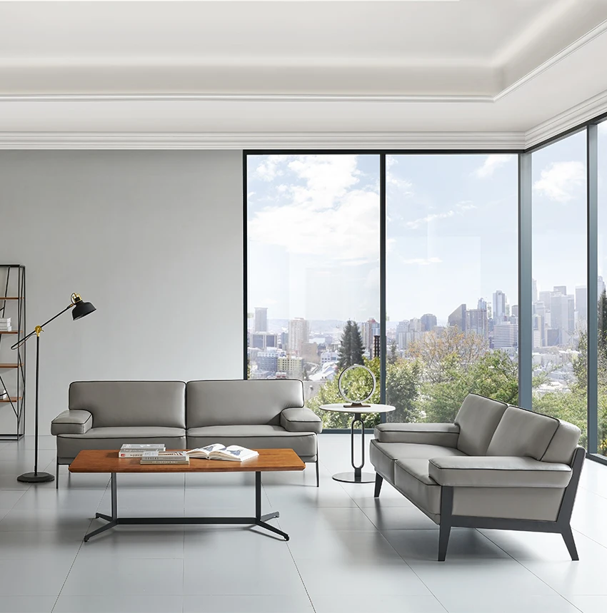 Modern Metal frame Executive Leather Office Sofa Set Design