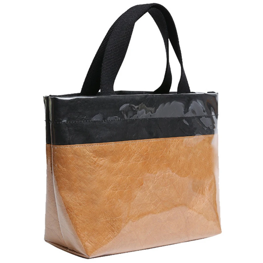 Custom Large Folding Waterproof Reusable Washable Brown Dupont Shopping Tote Tyvek Paper Bags with Logo Printing Zipper Pockets