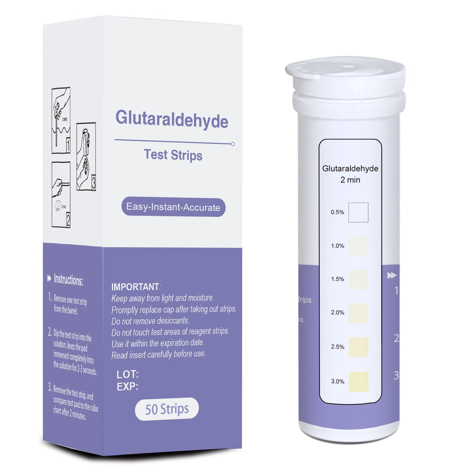 Professional hospital use glutaraldehyde concentration test strips