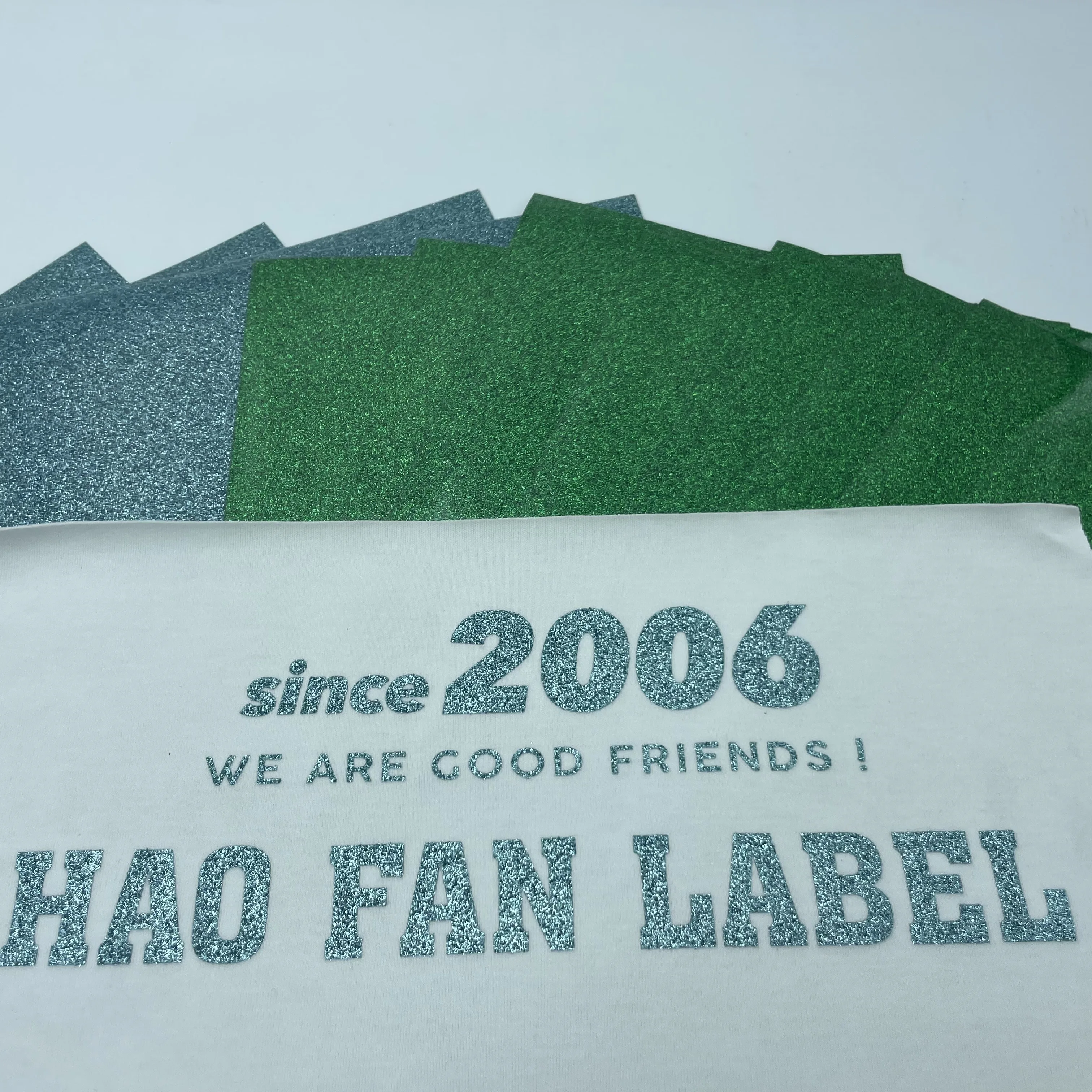HAOFAN wholesale high quality 24 colors glitter heat transfer vinyl htv for t-shirts