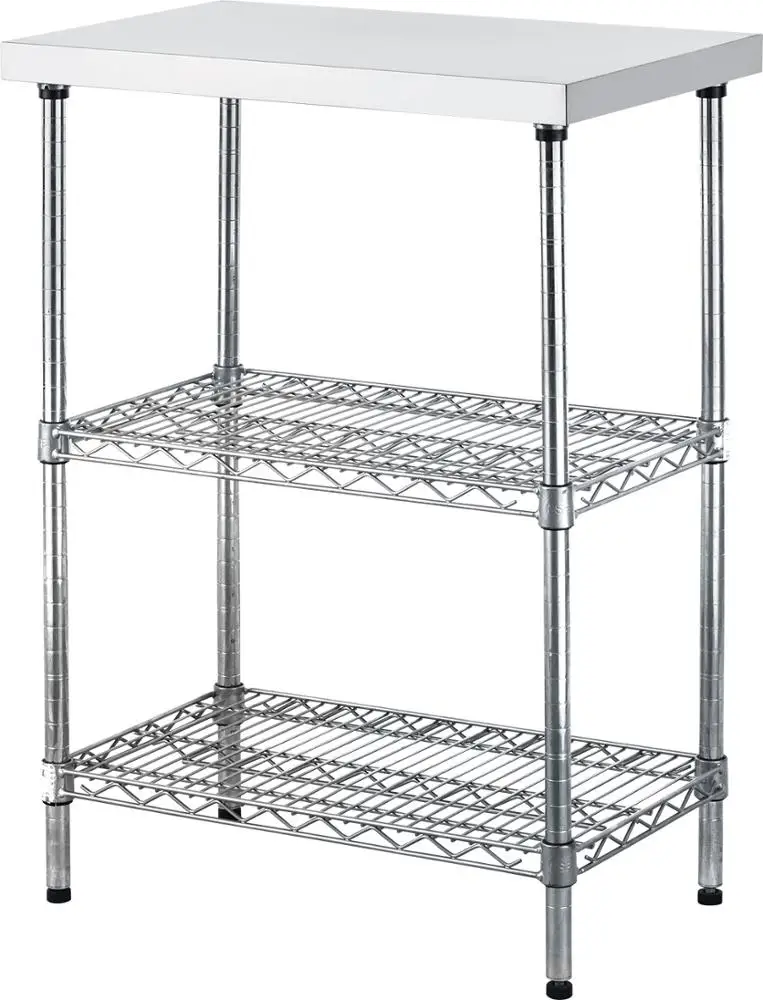 Утверждено NSF 4 слоя кухня для домашнего использования, хромированным покрытием полки ячеистая сеть нержавеющей стали стеллажи