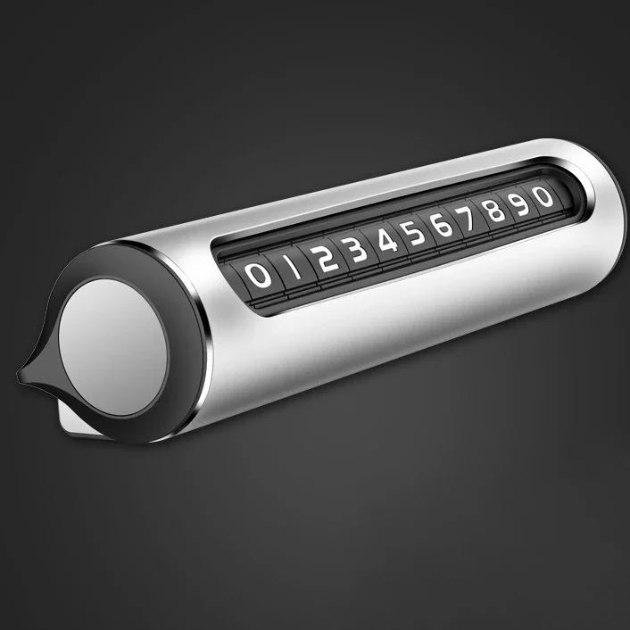 Car accessories high quality aluminum Adhesive Waterproof Temporary Car Parking Card Auto Interior Number plate