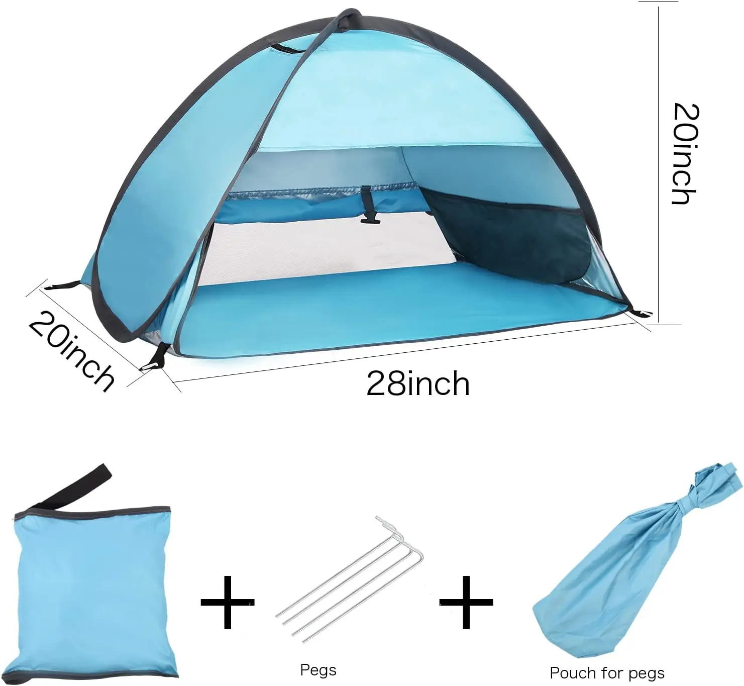 Portable Pop Up Beach Tent UPF 50+ Beach Face Sunshade Automatic Sun Shelter Windproof Tent for Beach, Small Animals Dog Shelter