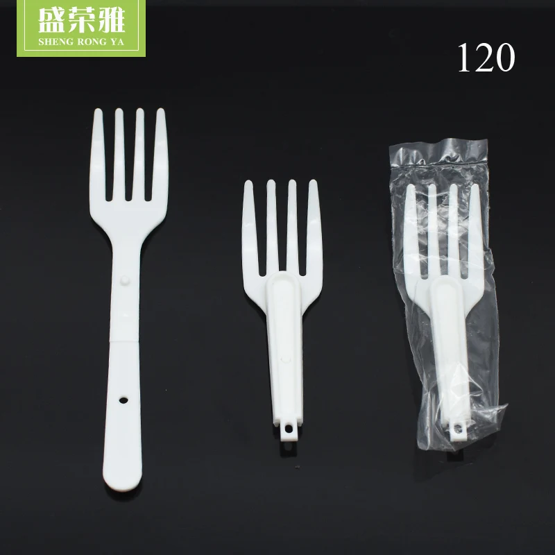 Белая пластиковая складная вилка высокого качества для торта, пирога, лапши