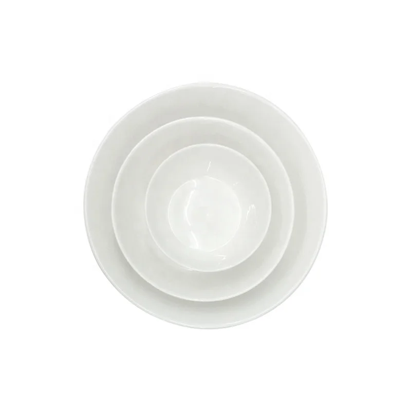 Wholesale Cheap Factory porcelain salad bowl ceramic white color soup bowl outside with lines