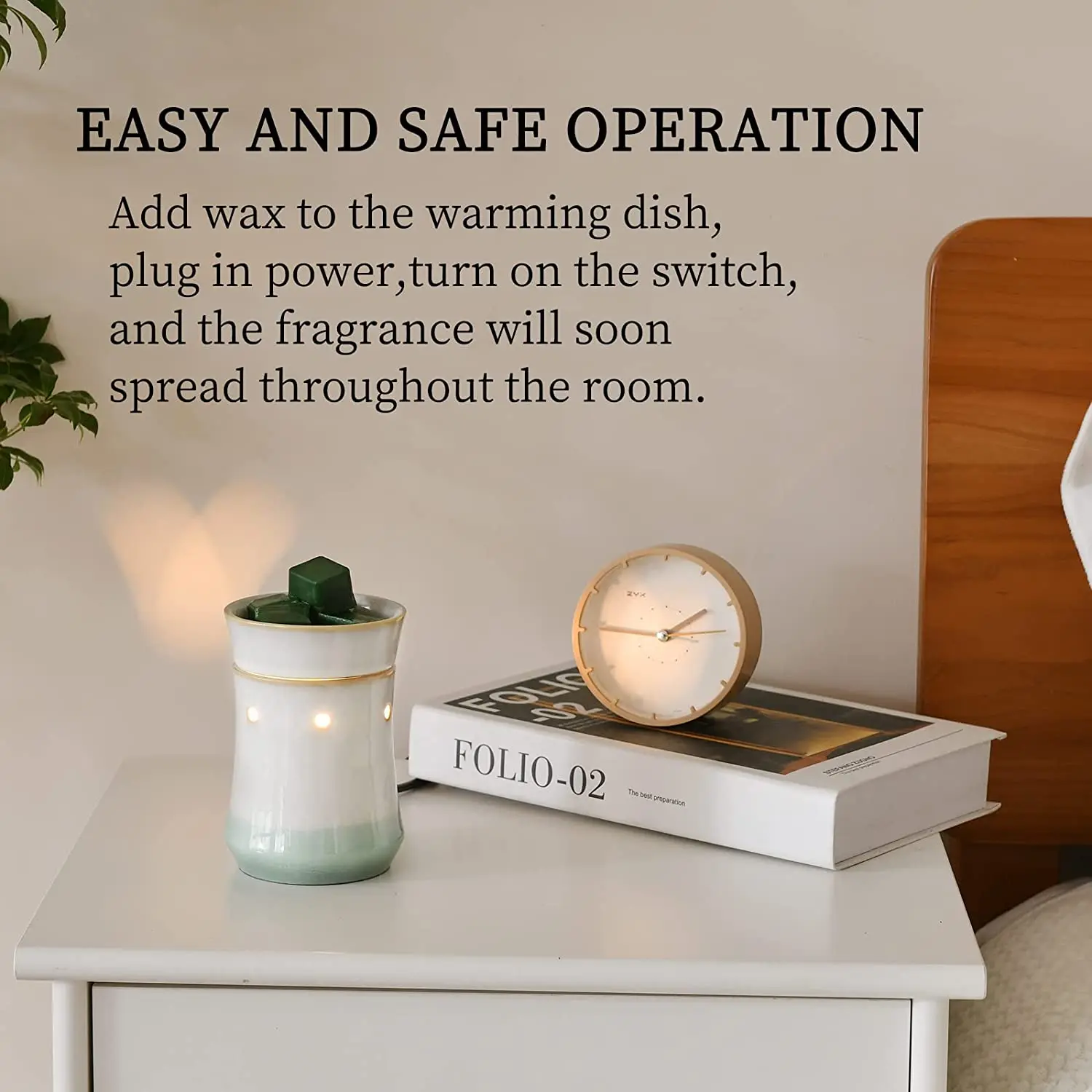 Ceramic Wax Warmer Melter for Scented Wax or Essential Oil for Wax Melts Inremovable Tray Elegant Style Fragrance Burner Heater