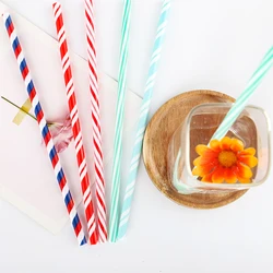Eco-friendly PP printed drinking straw with stripe design, Christmas candy crane, reusable straw with design