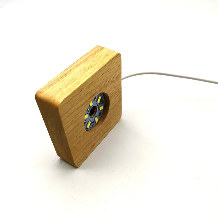 LED Base Light USB wood LED Luminous Base Light Crystal Glass Object Display Round Stand Based for party Glass Art decorate