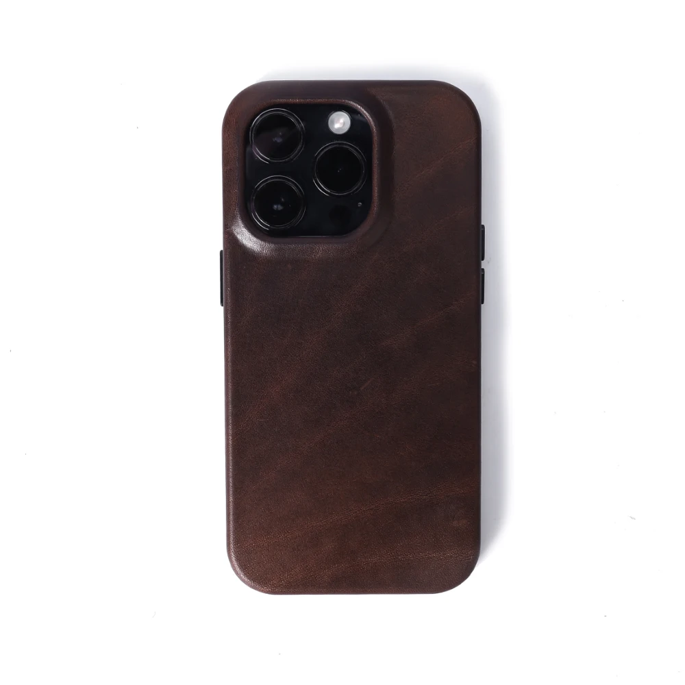 Zenos Luxury Genuine Leather Phone Case for iPhone 15 Series New Wireless Charging Feature Shockproof Leathercraft Cover