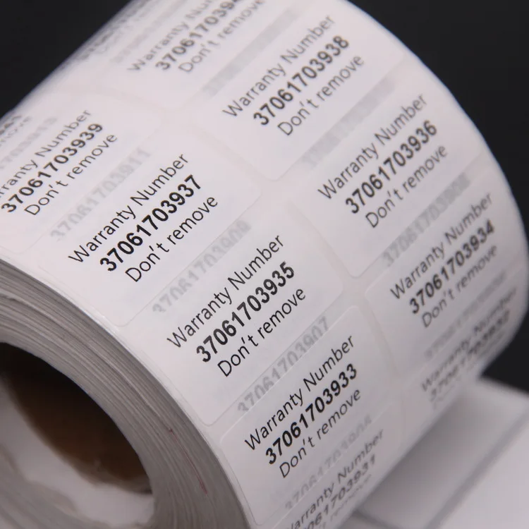 Small Serial Number Roll Self-Adhesive Custom Printed Packaging Labels Wholesale