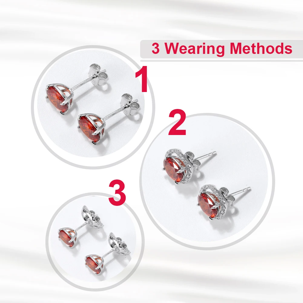 RINNTIN EQE77+EQN48 Classic 925 Sterling Silver Jewelry Set Garnet Necklace Earrings Set