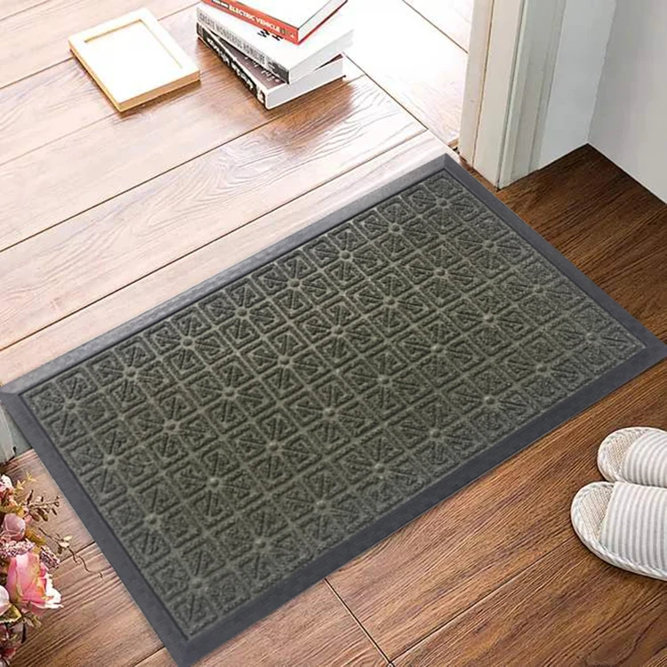 Embossed Velour Polyester Floor Mat Rubber Doormat