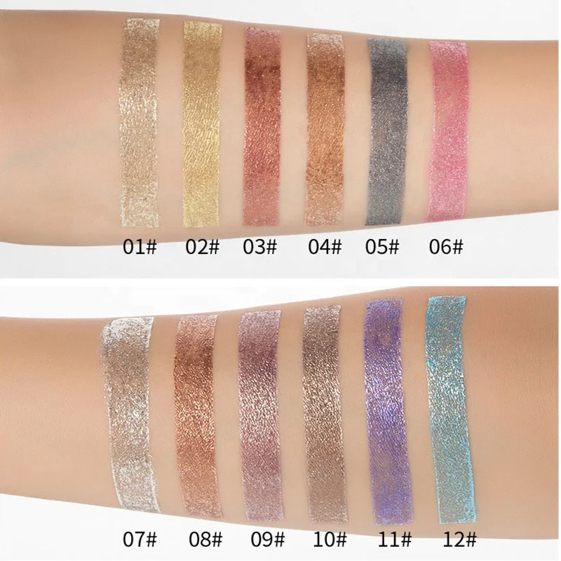 wholesale 12 color beauty liquid eyeshadow private label Glitter and shimmer liquid eyeshadow