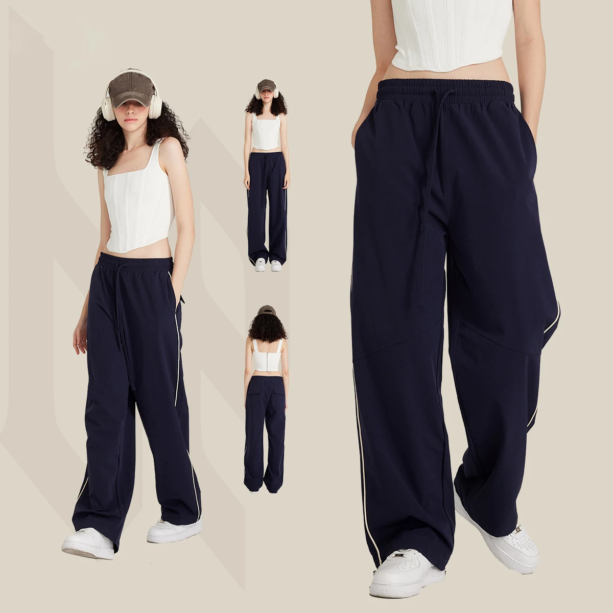 Mens Loose Cargo Baggy Hip Hop Long Pants Trousers Streetwear Pants Long Casual Workout Outwear Cargo Long Pants Custom Slogan