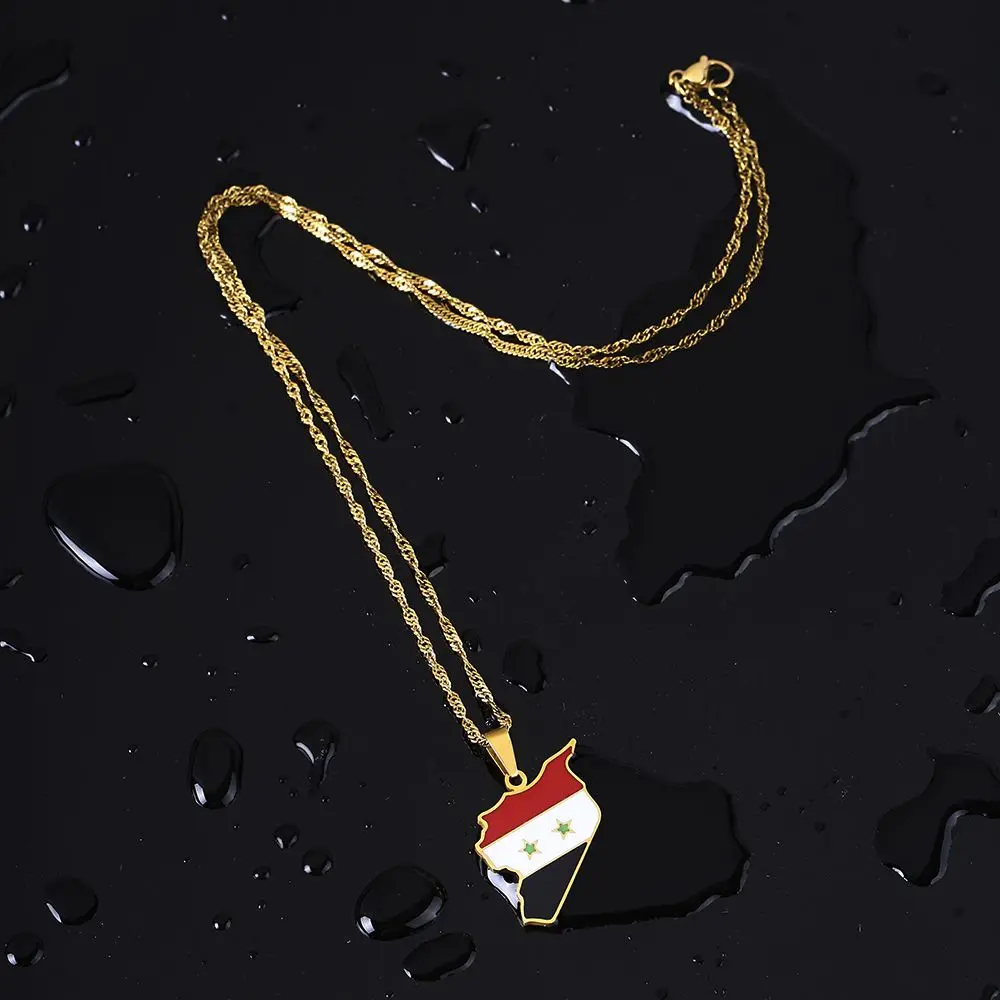 High quality Stainless Steel Syria Flag Necklace Syrians Map Pendants Necklace wholesale