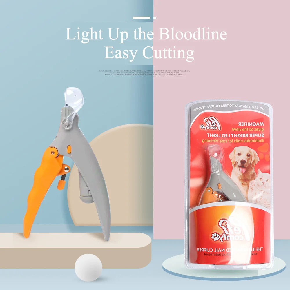 professional curved cat nail scissors Stainless Steel grooming cleaning trimmer led dog detachable blade pet clipper