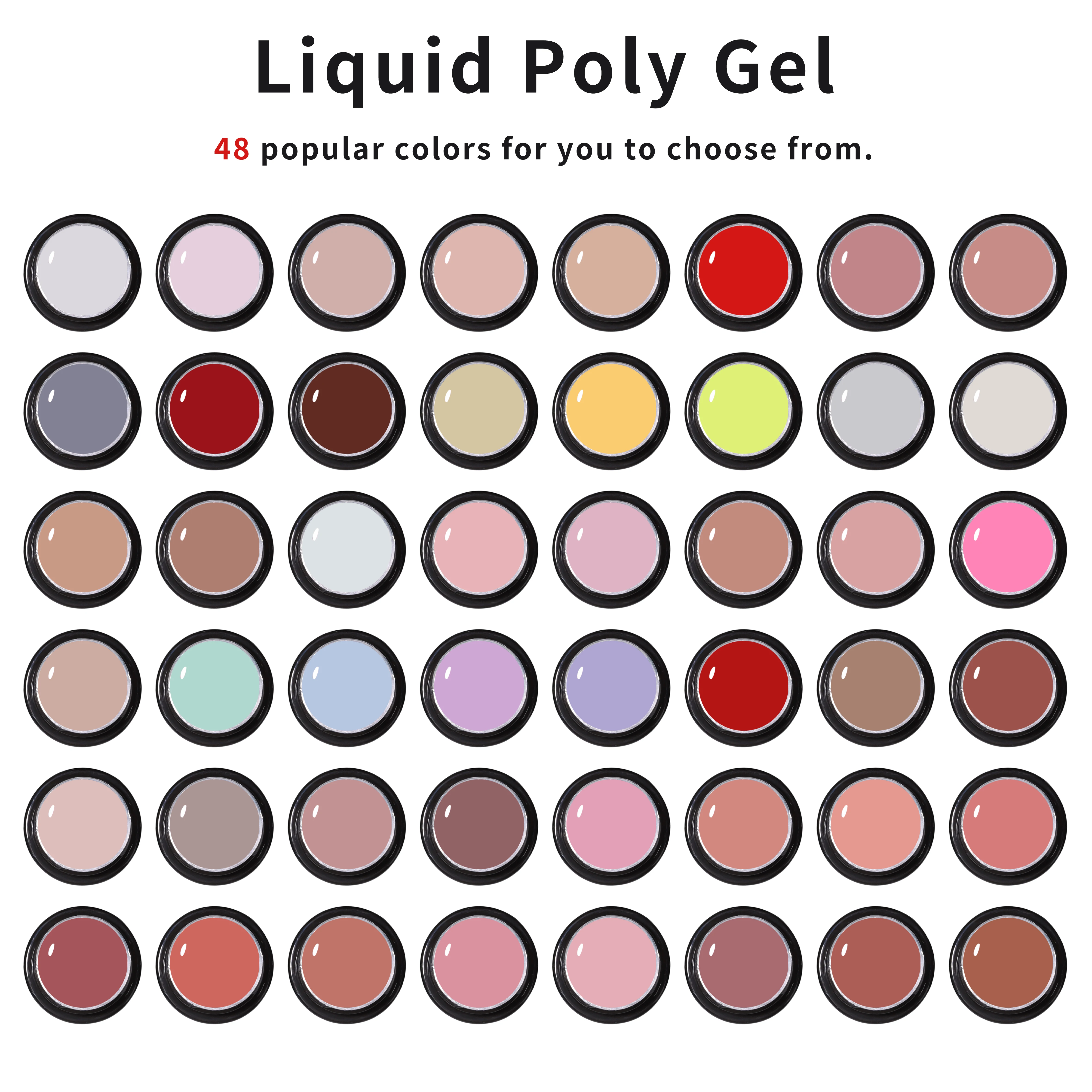 OEM Liquid Polygels In a Bottle Nail Polish UV Gel Wholesale 48 Color Private Label Gel Nail Polish