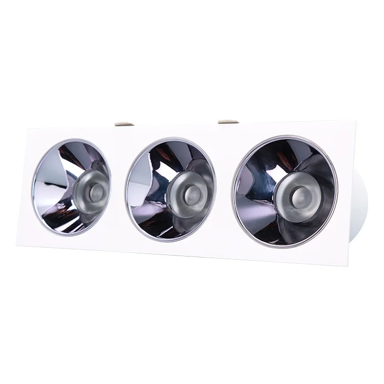 Anti Glare Three Heads Hotel Home White Square Frame 8w 10w Recessed Aluminum Modern Style Cob Led Recessed Down Light