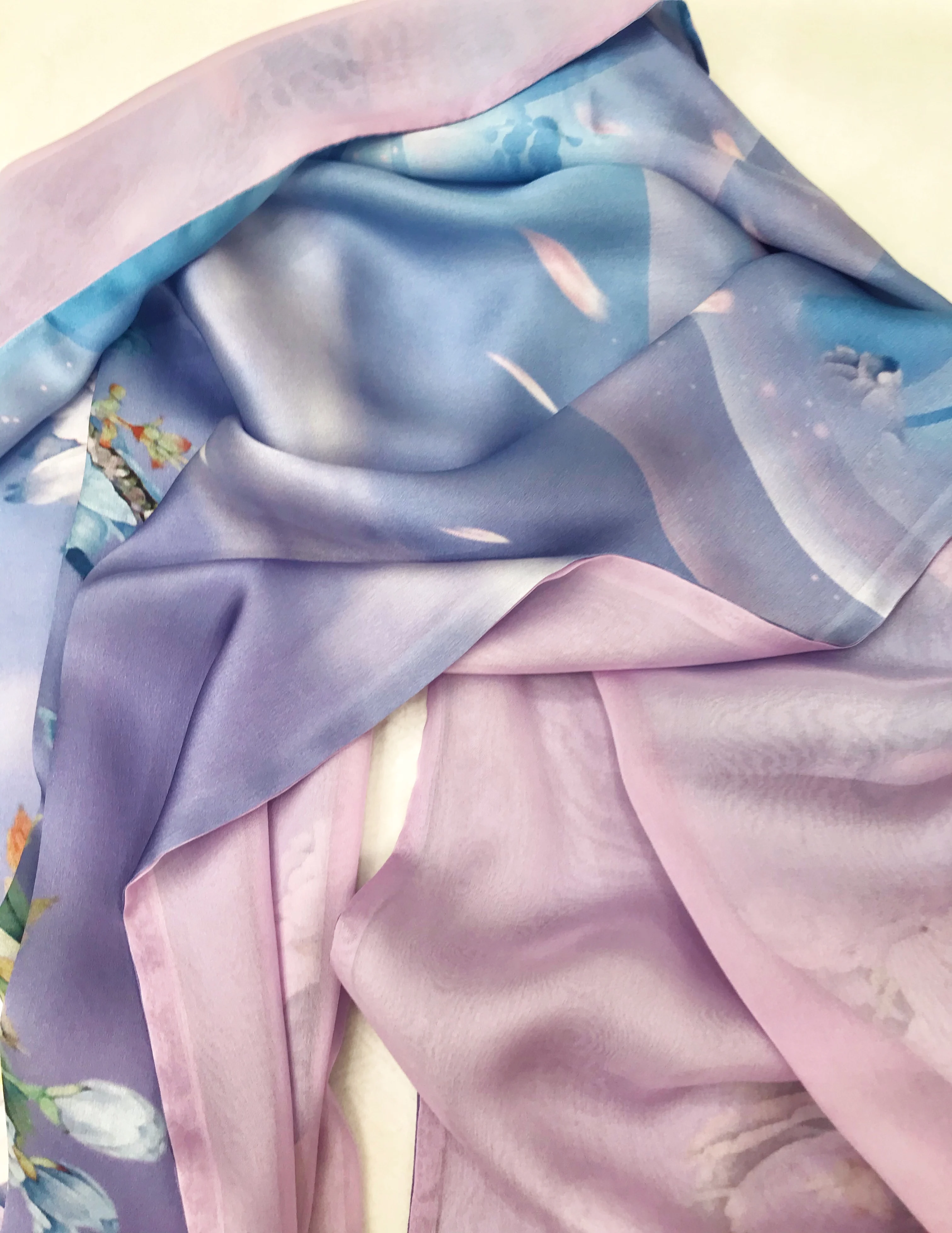 New silk double-sided long cloth Double double splice  long silk scarf for women manufacturer silk scarves wholesale