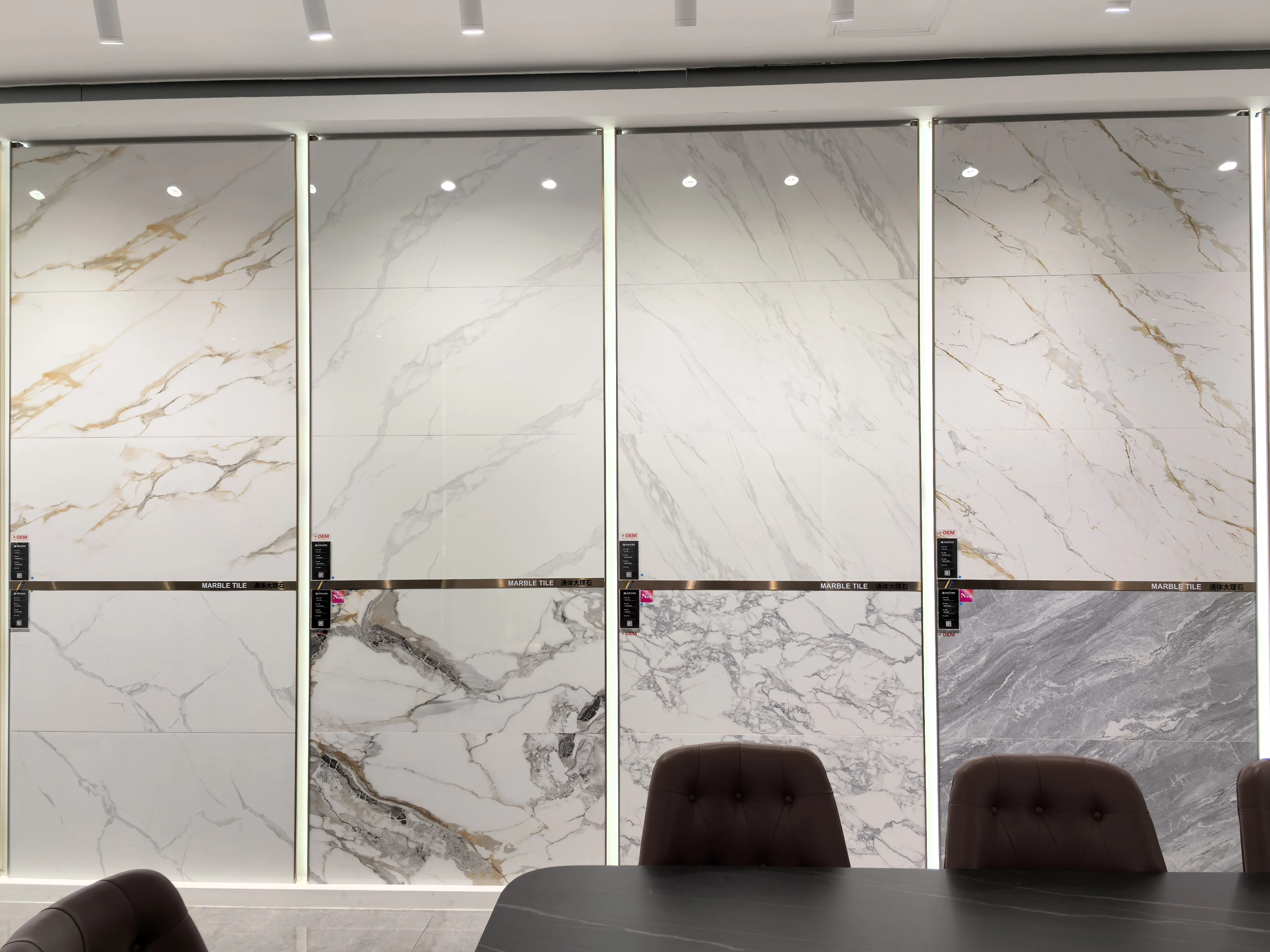 NEW Canton Fair 600x1200mm Full Body Porcelanato Shiny White Cream Stone Porcelain Polished Ceramic Glazed Marble Floor Tiles