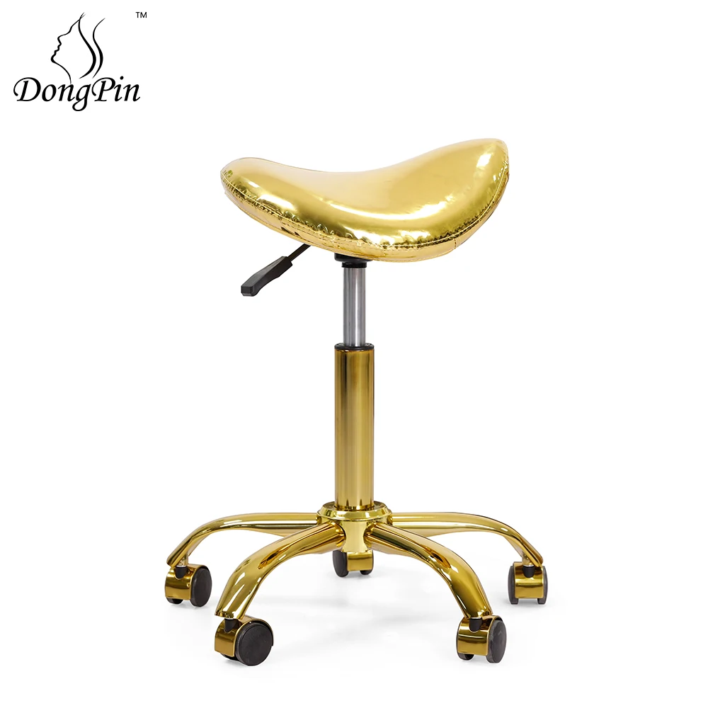 Golden Hydraulic Saddle Rolling Adjustable Height Master Chair Swivel Salon Stool