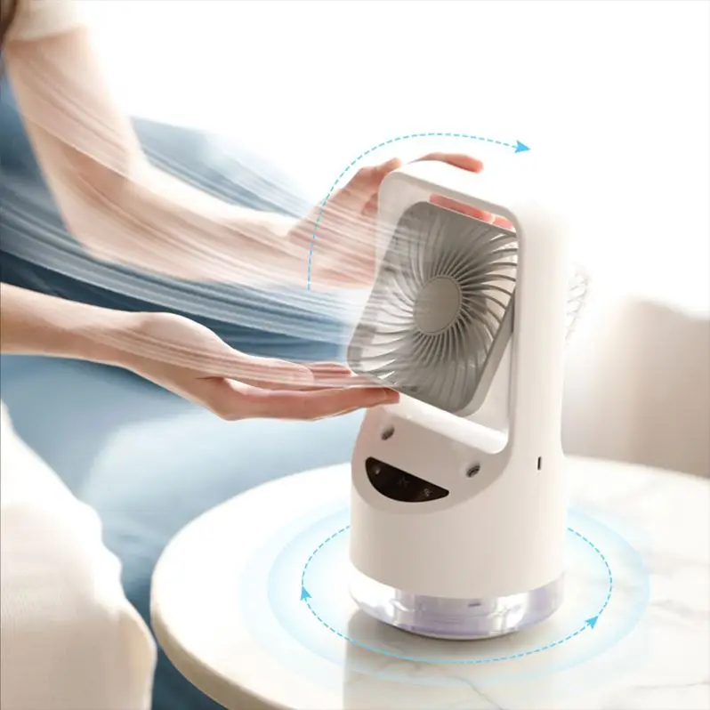 New Water Cube Humidification Fan USB Rechargeable Mini Air Conditioner Fan Double Spray Air Cooler Small Air Conditioner