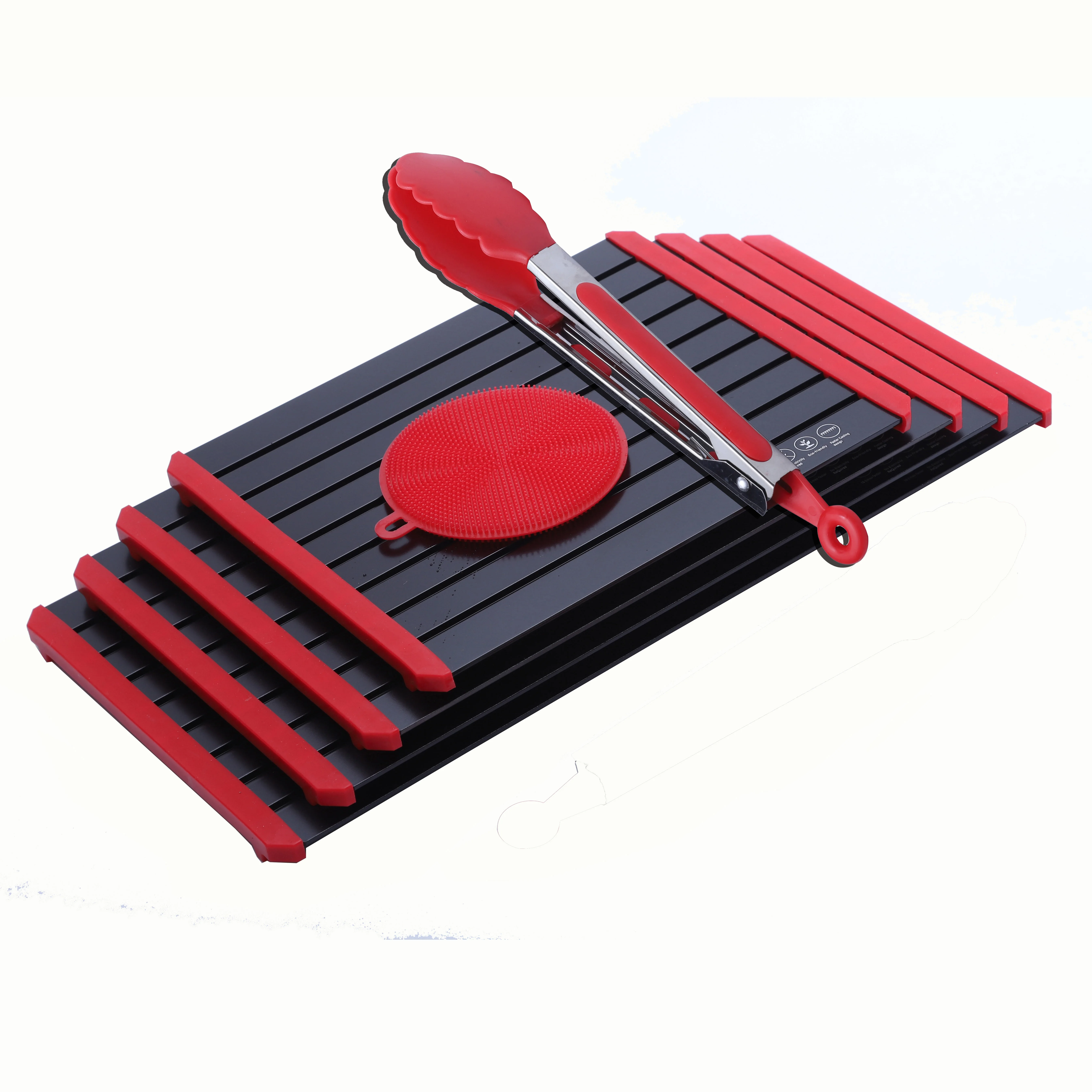 2021 New fast  thawing plate defrosting tray with silicone edge  for defrost frozen meat