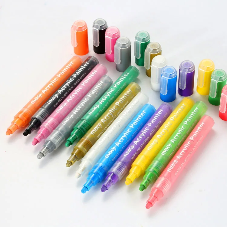 DIY Works on Any Surfaces Acrylic Permanent Paint Marker Pen for Ceramic Rock Glass Porcelain Mug Fabric Canvas Painting