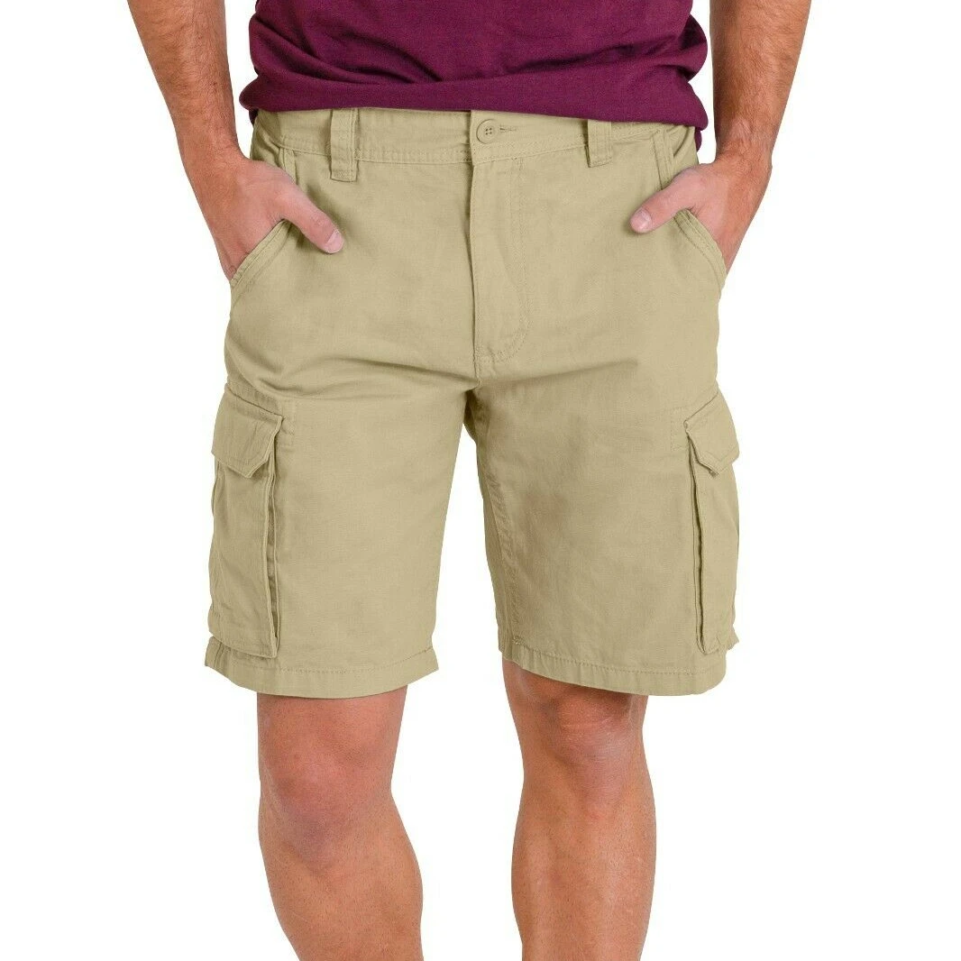 Custom Mens Cargo Shorts 100% Cotton 6 Pockets  Summer Work Safety Half Pants