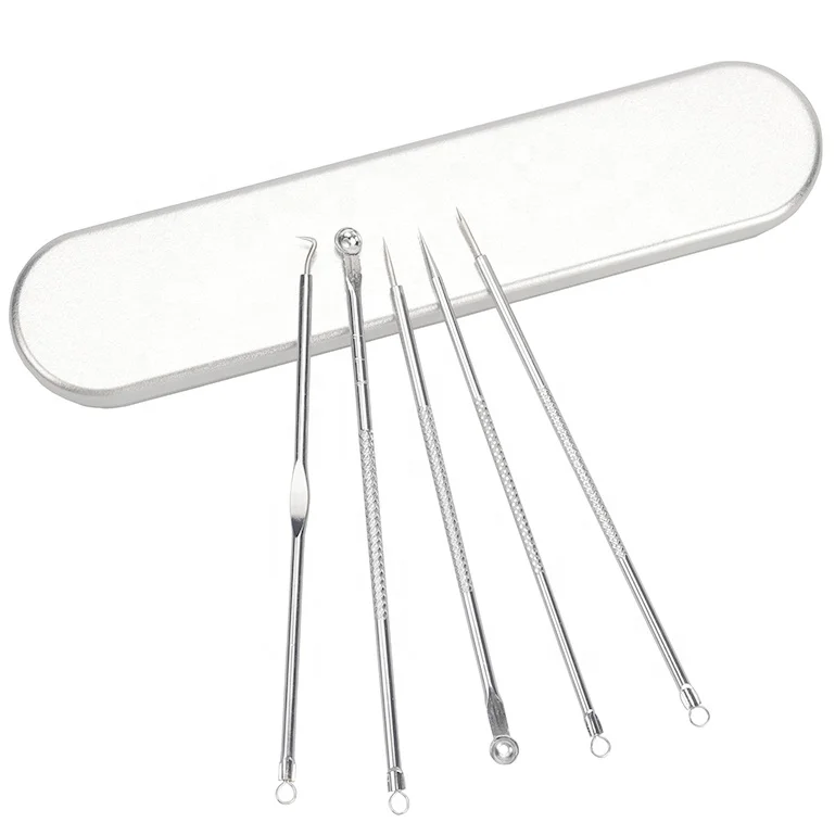 5pcs Acne Remover Tool Set Pimple Popper Tool Kit High Quality Skin Care Blackhead Extractor Tool for Face Pore Cleaner