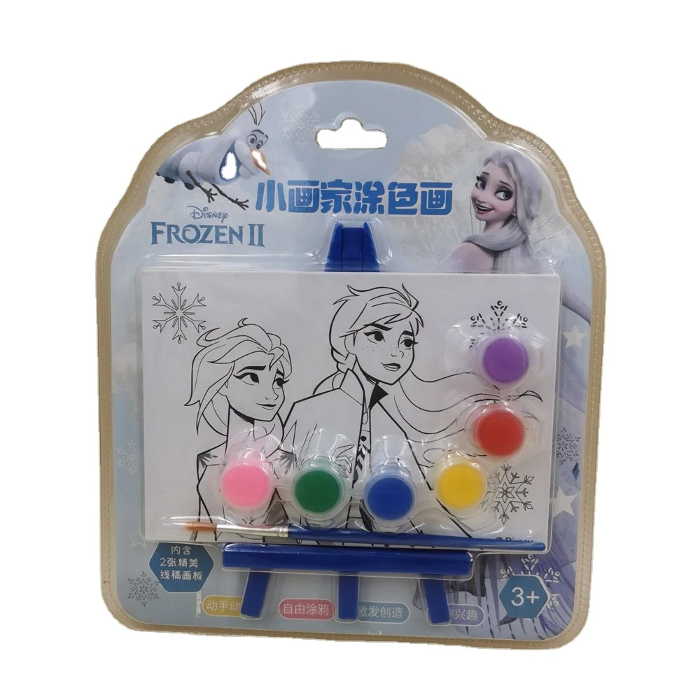 kids painting by number 100% cotton easel art and craft set  Diy canvas painting set with blister packing