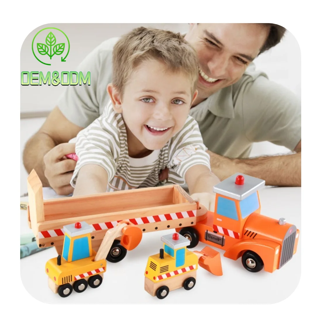 YUCI upgraded high quality wooden Engineering Car children wooden car toy boy gift engineering car toy for kids boys girls