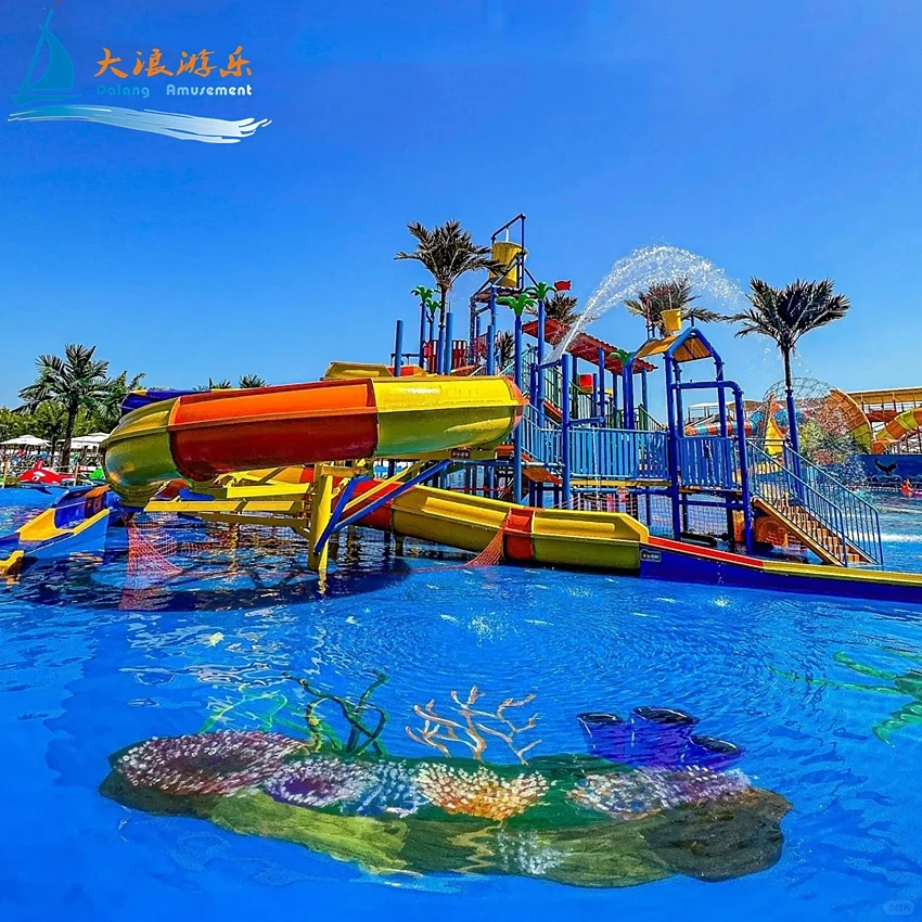 DALANG Amusement Big water park amazing fantasy aqua park with fiberglass slide
