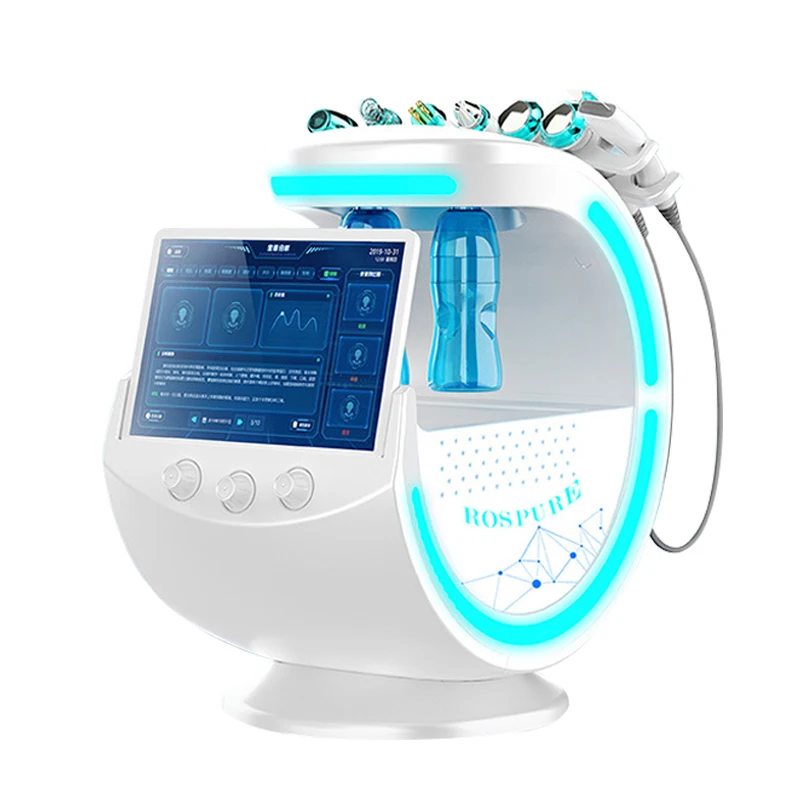 7 in 1 Smart Ice Blue Skin Management Small Bubble Skin Analyzer and Hydro Facial Oxygen Jet Peeling Deep Cleaner