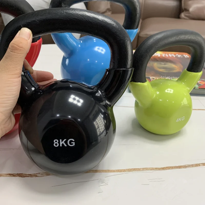 China custom fitness vinyl kettlebell weight gym equipment free weights kettlebell set for bodybuilding