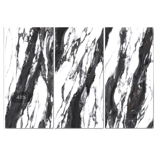 3d Shiny black and white stone porcelain tile 60x120 floor tiles black panda marble tile 120x60 50 pieces
