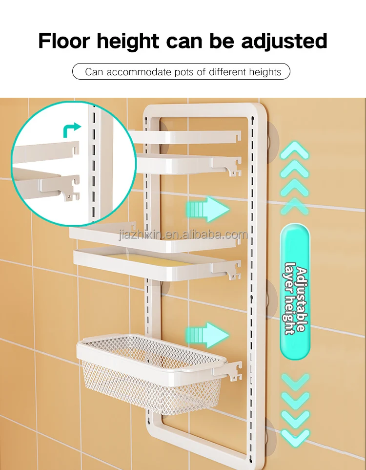 Wholesale 3 tier metal space saving wall mount adjustable hanging baskets spices rack shelf organizer kitchen for refrigerator
