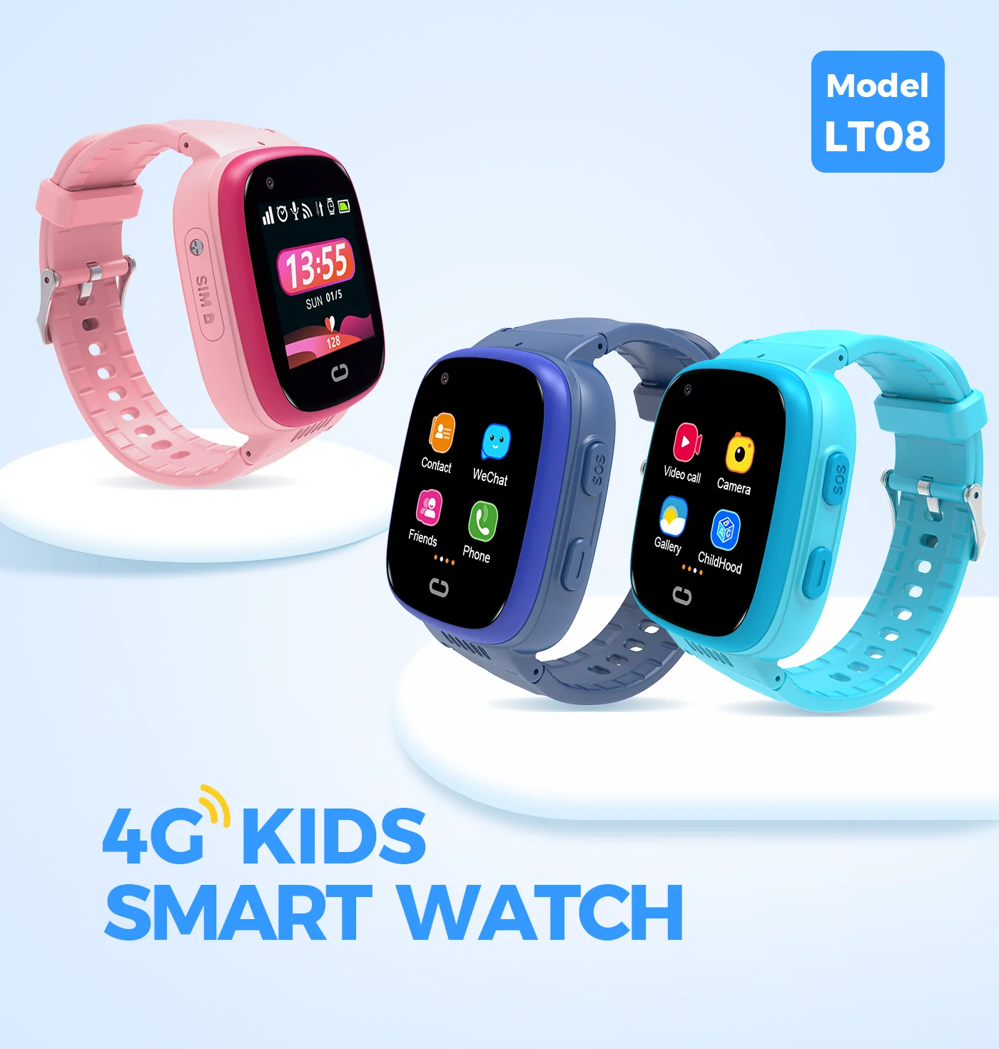 Casmoo 4G Children Positioning Watch HD Video Calling Alarm Clock Disable Mode Multi-function Smart Watch