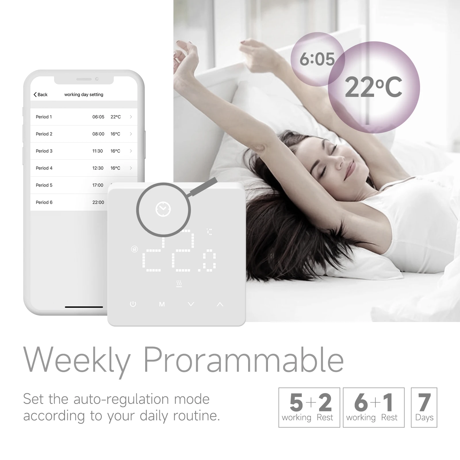 3A water underfloor heating thermostat work with Tuya App control for Android and IOS system