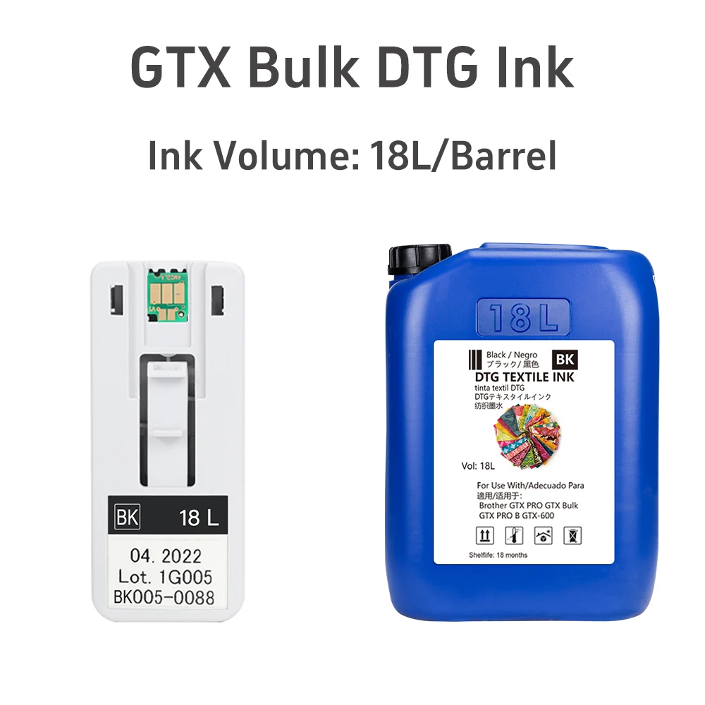 18 л GTX Pro B объемный Объем мешка для заправки чернил DTG барабан с чипом Brother прямая печатающая головка одежды