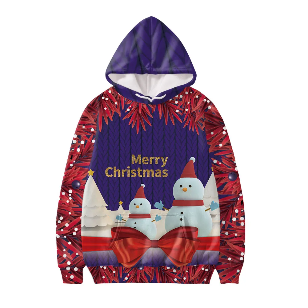 Harajuku Streetwear Sweatshirt Merry Christmas Snowman Pattern Printed Hoodies Women Long Sleeve Hoodie Clothes Tracksuit Casual