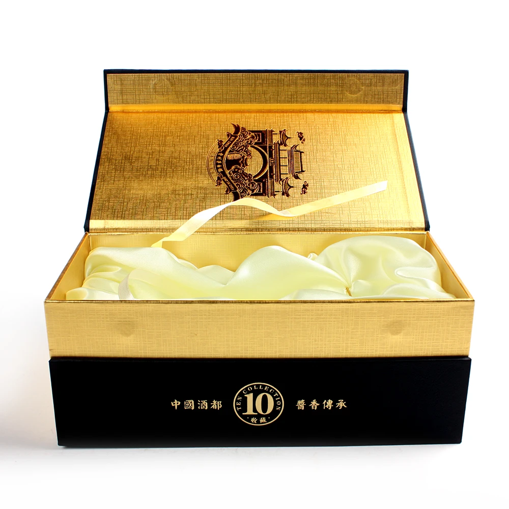 High Quality Custom Magnetic Cardboard Wine bottle  Box flip open boxes with silk insert